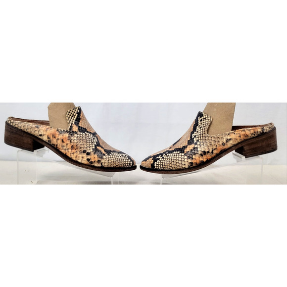 Frye Snakeskin Embossed Leather Mules 7.5M Western Slip-On Block Heel Mexico - Picture 1 of 9